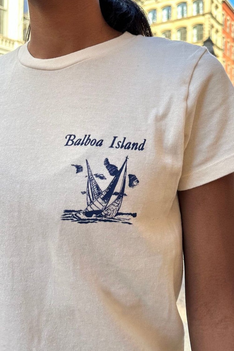 T-Shirt Brandy Melville Brooke Balboa Island Blanche | YYY-65051803